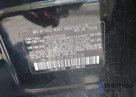 2015 Subaru Forester 2.5I Limited from USA, damaged, VIN JF2SJAHC3FH476376